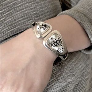 Retired AlenK Sterling Silver Murano Glass Bangle Cuff Italian Bracelet .925